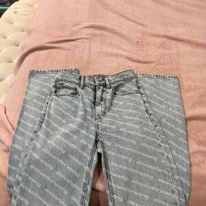 Alexander Wang Gray Logo Straight Leg Jeans
